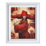 ภาพสีน้ำมัน-กรอบรูปไม้พลาสติกสีขาว ภาพวาดผู้หญิงเป่าขลุ่ย